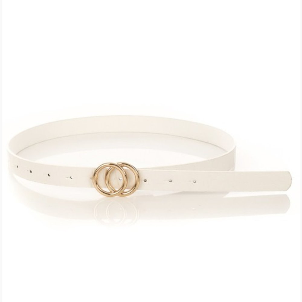 Faux Snakeskin Double Ring Belt